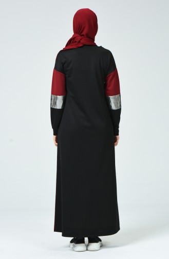 Weinrot Hijab Kleider 4056-01