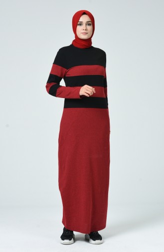 Claret Red Hijab Dress 4070-03