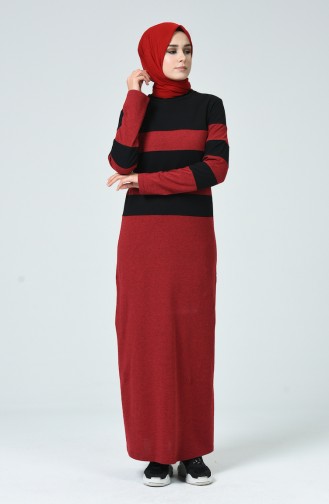 Claret Red Hijab Dress 4070-03