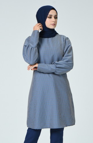 Balloon Sleeve Tunic Blue 1359-03