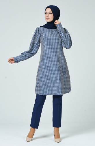 Balloon Sleeve Tunic Blue 1359-03