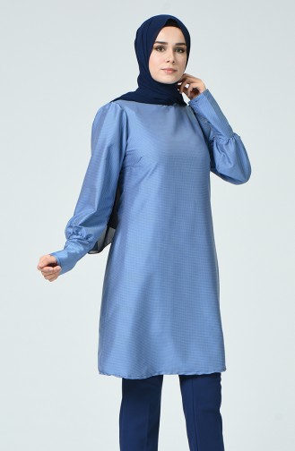 Balon Kol Tunik 1360A-01 Mavi