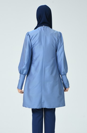 Balloon Sleeve Tunic Blue 1360A-01