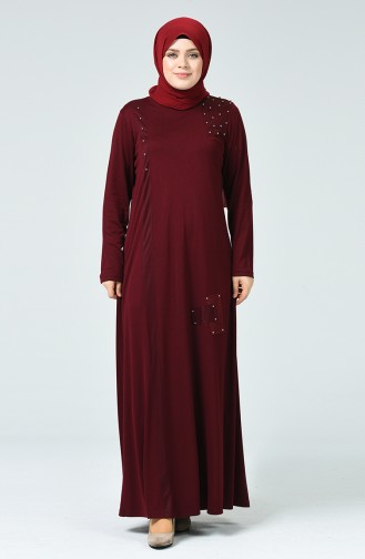 Claret red İslamitische Jurk 1132-07