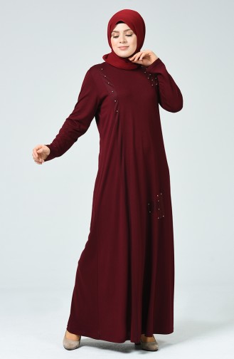 Robe Perlées Grande Taille 1132-07 Bordeaux 1132-07