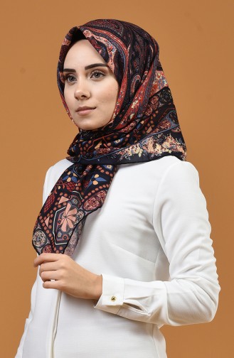 Karaca Gemustertes Soft Kopftuch 90658-05 Dunkelblau 90658-05