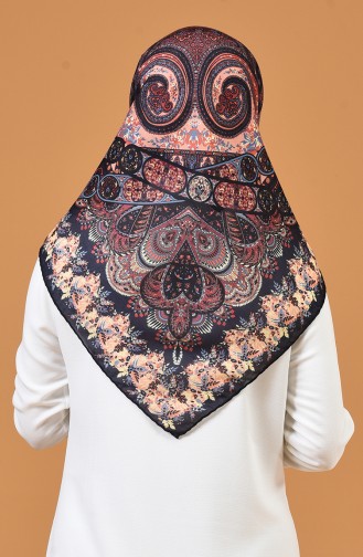 Karaca Gemustertes Soft Kopftuch 90658-05 Dunkelblau 90658-05