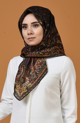 Karaca Desenli Soft Eşarp 90659-01 Siyah Sarı