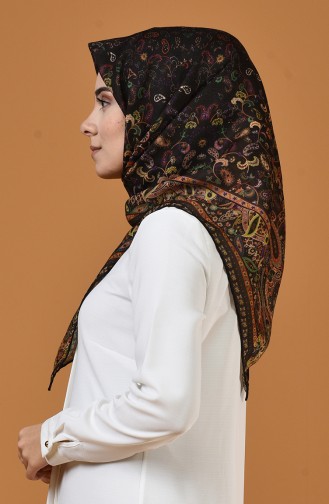 Karaca Desenli Soft Eşarp 90659-01 Siyah Sarı
