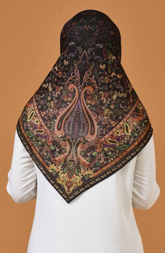 Karaca Desenli Soft Eşarp 90659-01 Siyah Sarı