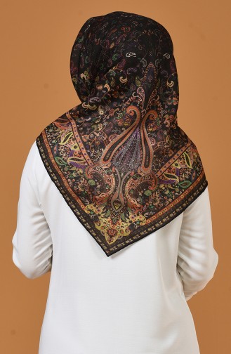 Karaca Desenli Soft Eşarp 90659-01 Siyah Sarı