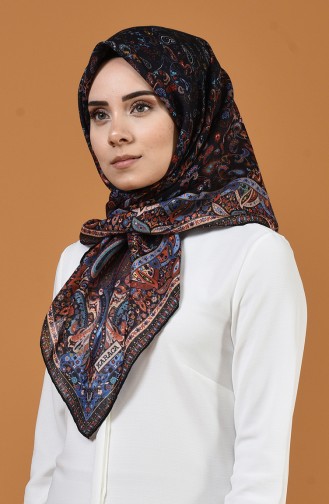 Karaca Patterned Soft Scarf Black Orange 90659-07