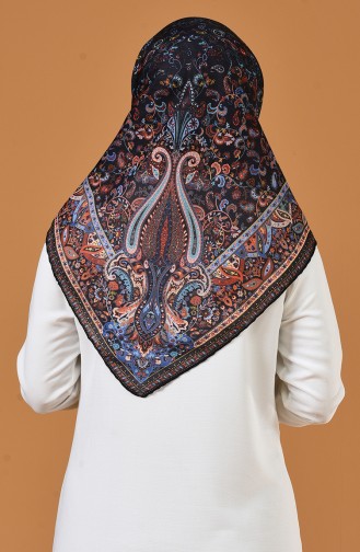 Karaca Patterned Soft Scarf Black Orange 90659-07