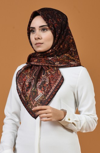 Karaca Gemustertes Soft Kopftuch 90659-09 Dunkel Lila 90659-09