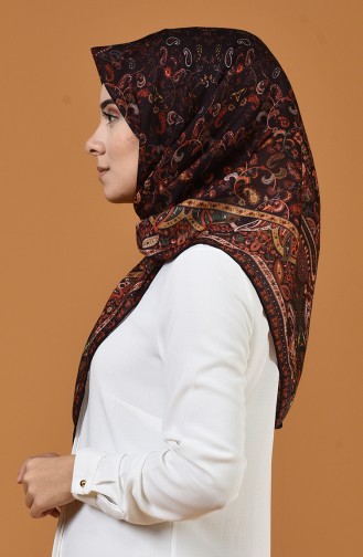 Karaca Gemustertes Soft Kopftuch 90659-09 Dunkel Lila 90659-09