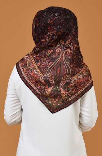 Karaca Gemustertes Soft Kopftuch 90659-09 Dunkel Lila 90659-09