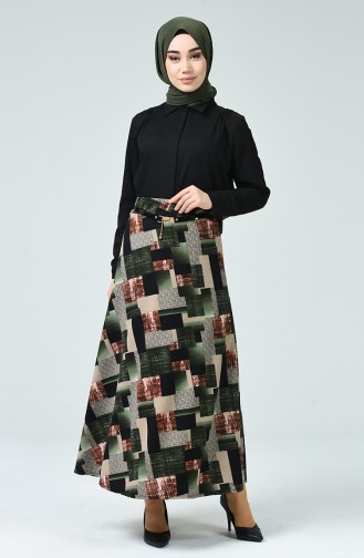 Patterned Skirt Green 1019-02