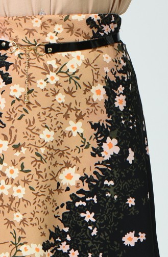 Patterned Belt Skirt Black 1020-02