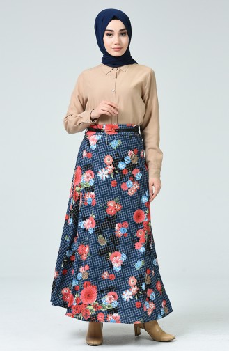 Belted Skirt Indigo 1030-01