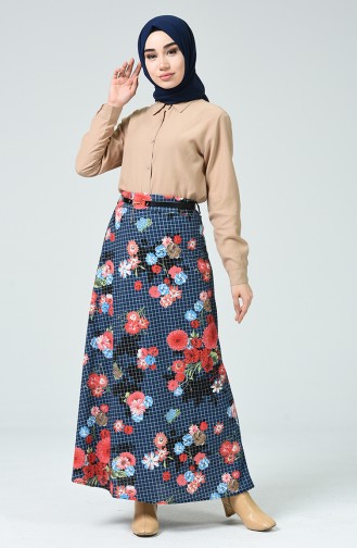 Belted Skirt Indigo 1030-01