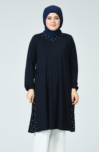 METEX Large Size Pearls Tunic 1099-03 Navy Blue 1099-03