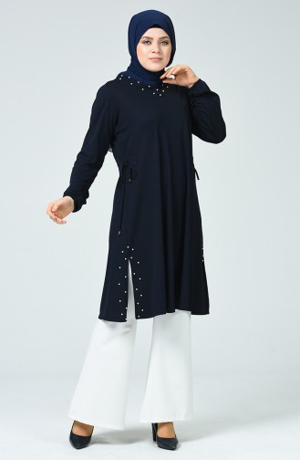 METEX Large Size Pearls Tunic 1099-03 Navy Blue 1099-03