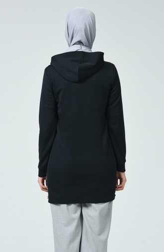 Hooded Patterned Sweatshirt Black 2001-01