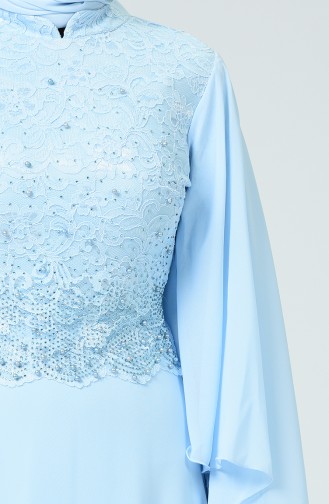 Ice Blue Hijab Evening Dress 5220-01