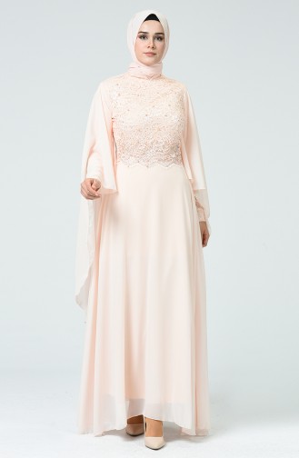 Light Salmon Hijab Evening Dress 5220-03