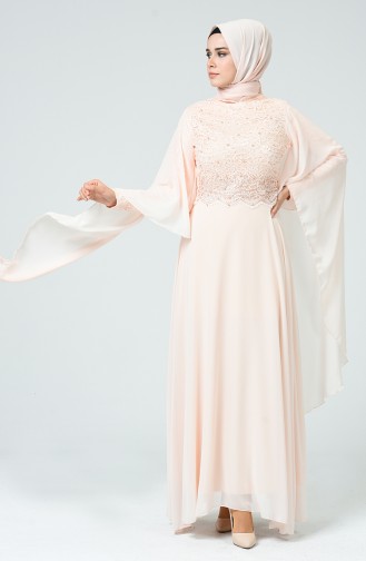 Robe de Soirée a Dentelle 5220-03 Saumon Clair 5220-03