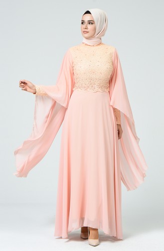 Lachsrosa Hijab-Abendkleider 5220-05