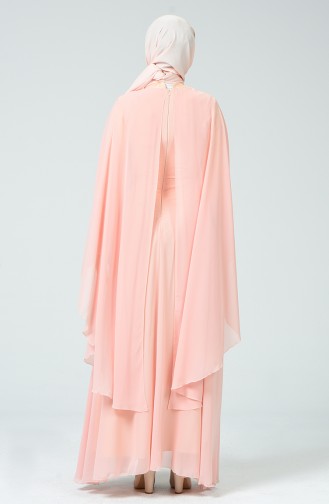 Salmon Hijab Evening Dress 5220-05