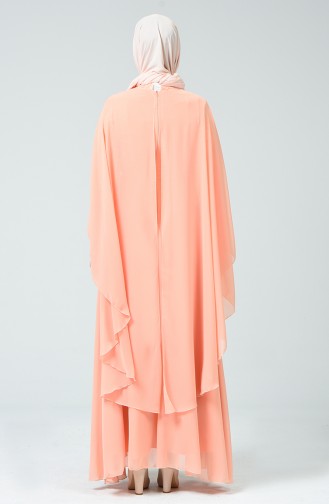 Dark Salmon Hijab Evening Dress 5220-06