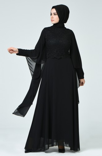 Black Hijab Evening Dress 5220-09