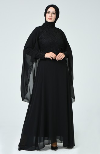 Black Hijab Evening Dress 5220-09