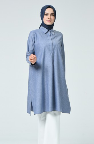 Concealed Button-slit Tunic 6478-09 Gray Navy Blue 6478-09
