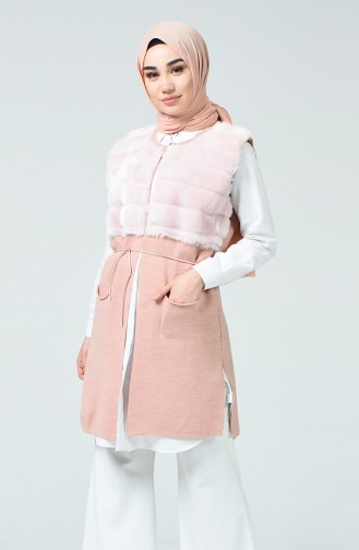 Gilet Sans Manche en Velours 7000-04 Rose Pâle 7000-04