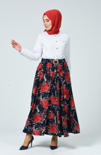 Desenli Mevlana Etek 1002-02 Lacivert