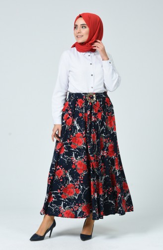 Desenli Mevlana Etek 1002-02 Lacivert