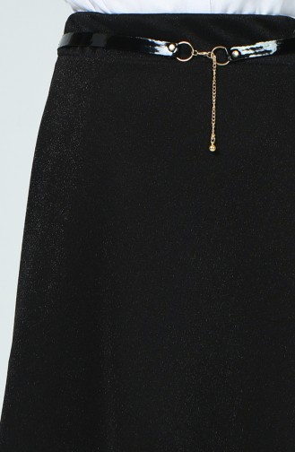 تنورة بلمعة فضية مع حزام أسود 1014-01