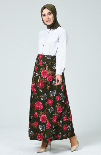 Patterned Skirt Khaki 1021-01