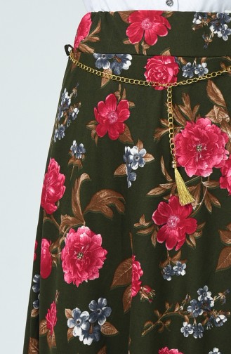 Patterned Skirt Khaki 1021-01
