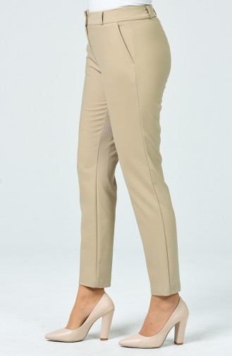 Straight Trousers With Pockets Beige 1318PNT-02