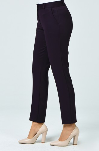 Straight Trousers with Pockets Eggplant Color 1319PNT-03