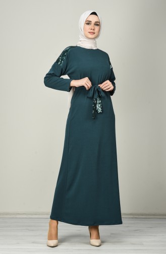 فستان أخضر زمردي 8136-03
