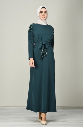 Emerald Green Hijab Dress 8136-03
