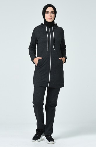 Zippered Hooded Tracksuit Anthracite 20001-03