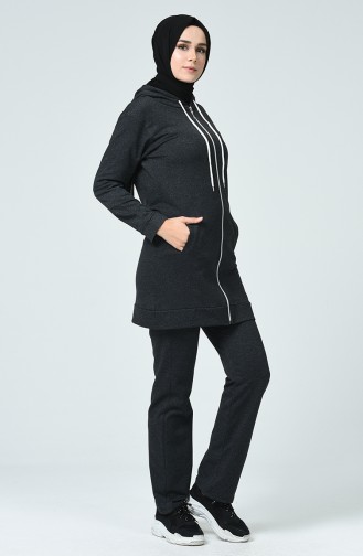 Zippered Hooded Tracksuit Anthracite 20001-03