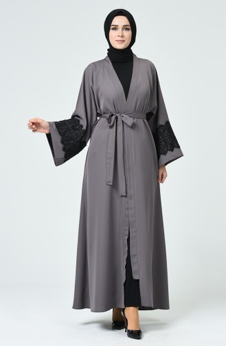 Abaya mit Spitzen Detailleirt 1713-01 Dunkel Nerz 1713-01