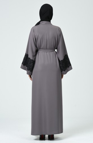 Abaya mit Spitzen Detailleirt 1713-01 Dunkel Nerz 1713-01